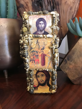 Load image into Gallery viewer, Catholic Mosaic Art Standing Cross Icons Gold