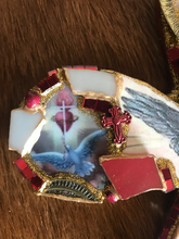 Load image into Gallery viewer, Catholic Mosaic Art Cross Holy Communion Holy Spirit Small Red Beadeed