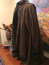 Load image into Gallery viewer, Artisan Alpaca Sweater Shawl Peru Black Brown Hand-Finished Embroidered