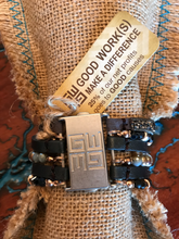 Load image into Gallery viewer, Good Works Bracelet Divine Inspiration Scripture Bible Verse Leather Six Strand Swarovski Crystal Magnetic