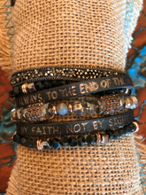 Load image into Gallery viewer, Good Works Bracelet Divine Inspiration Scripture Bible Verse Leather Six Strand Swarovski Crystal Magnetic