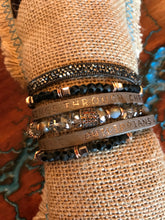 Load image into Gallery viewer, Good Works Bracelet Divine Inspiration Scripture Bible Verse Leather Six Strand Swarovski Crystal Magnetic