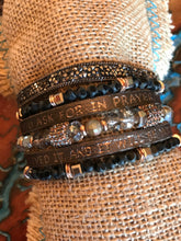 Load image into Gallery viewer, Good Works Bracelet Divine Inspiration Scripture Bible Verse Leather Six Strand Swarovski Crystal Magnetic