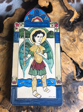 Load image into Gallery viewer, Folk Art Retablo Archangel Uriel Light of God Creativity Garlick