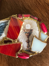 Load image into Gallery viewer, Catholic Mosaic Art Cross Holy Communion Holy Spirit Small Red Beadeed