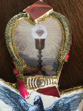 Load image into Gallery viewer, Catholic Mosaic Art Cross Holy Communion Holy Spirit Small Red Beadeed