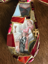 Load image into Gallery viewer, Catholic Mosaic Art Cross Holy Communion Holy Spirit Small Red Beadeed