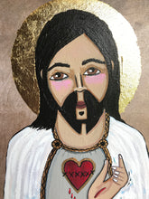 Load image into Gallery viewer, Folk Art Catholic Art Sacred Heart of Jesus Original Ethereal Icons Erin Leeper
