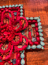 Load image into Gallery viewer, Copy of Catholic Mosaic Art Cross Our Lady of Guadalupe Rose Petals
