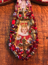 Load image into Gallery viewer, Catholic Mosaic Art Cross Infant of Prague Small Red Beaded
