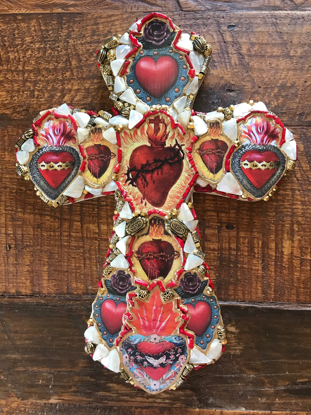 Catholic Mosaic Art Cross Sacred Heart