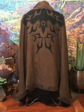 Load image into Gallery viewer, Artisan Alpaca Sweater Shawl Peru Black Brown Hand-Finished Embroidered
