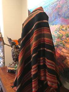 Artisan Caamano Alpaca Shawl Peru Serape Stripe Reversible
