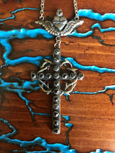 Load image into Gallery viewer, Artisan Jewelry Barbosa German Silver Swarovski Crystal Glass Beads Black Cross Crown of Thorns Sacred Heart Angel Wings Our Lady of Guadalupe
