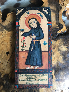 Folk Art Retablo Saint Francis of Assisi San Francisco de Asis Small Animals Children Kindness