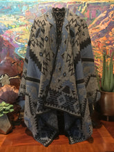 Load image into Gallery viewer, Artisan Caamano Alpaca Shawl Peru Southwestern Blue Gray Black
