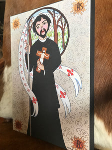 Folk Art Catholic Art Giclee Saint John Francis Regis Portrait Erin Leeper