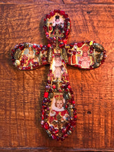 Load image into Gallery viewer, Catholic Mosaic Art Cross Infant of Prague Small Red Beaded
