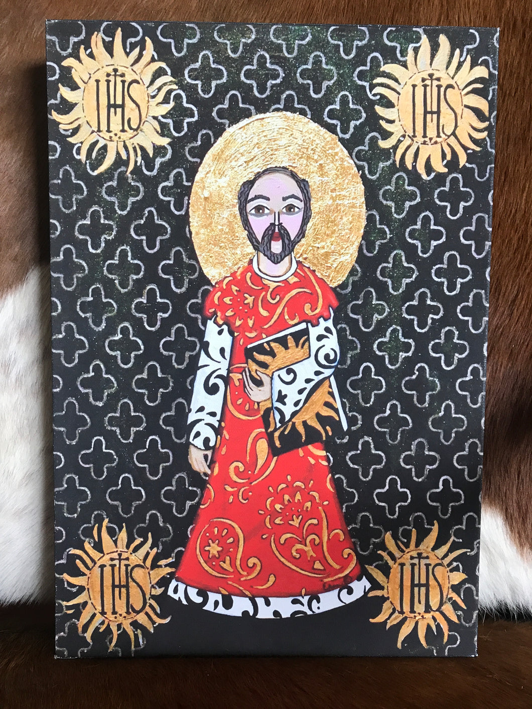 Folk Art Catholic Art Giclee Saint Ignatius Loyola Spiritual Warrior Erin Leeper