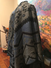 Load image into Gallery viewer, Artisan Caamano Alpaca Shawl Peru Southwestern Blue Gray Black
