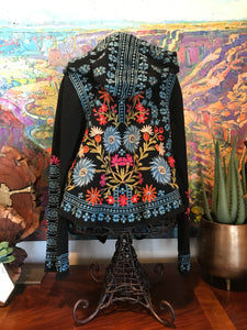 Johnny Was Aurelio Short Hoodie Medium Black