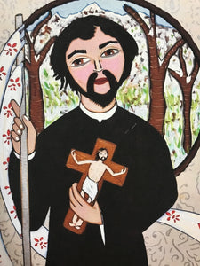 Folk Art Catholic Art Giclee Saint John Francis Regis Portrait Erin Leeper