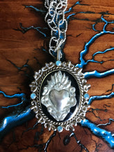 Load image into Gallery viewer, Artisan Jewelry Ala Blanca Sacred Heart Pendant Cable Chain German Silver Swarovski Crystal
