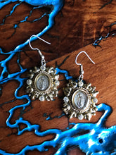 Load image into Gallery viewer, Artisan Jewelry Ala Blanca Our Lady of Guadalupe Medal Earrings German Silver Tombaga
