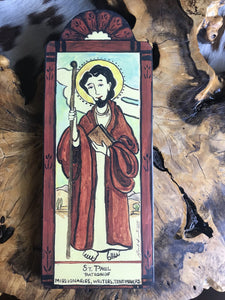 Folk Art Retablo Saint Paul Apostle Missionaries Evangelists Writers Journalists Authors Public Workers Rope Makers Saddle Makers Tent Makers Garlick