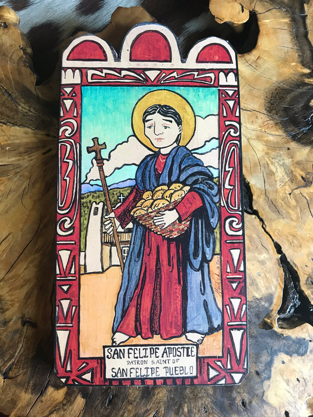 Folk Art Retablo Saint Philip Apostle San Felipe Apostle Pastry Chefs Hatters Garlick