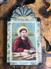 Load image into Gallery viewer, Folk Art Retablo Saint Isidore of Seville Internet Computer Professionals Software Developers Garlick
