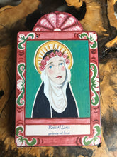 Load image into Gallery viewer, Folk Art Retablo Saint Rose of Lima Florists Gardeners Embroiderers Latin America Philippines Garlick
