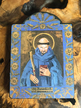 Load image into Gallery viewer, Folk Art Retablo Saint Benedict of Nursia Monks Civil Engineers Kidney Disease Europe Garlick
