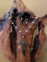 Load image into Gallery viewer, Artisan Jewelry French Lourdes Silver Sacred Heart Cross Flowers Freshwater Pearl Necklace
