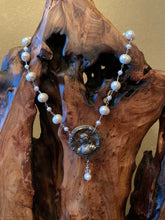Load image into Gallery viewer, Artisan Jewelry Saint Joan of Arc Charm Silver Freshwater Pearl Necklace
