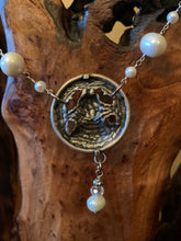 Load image into Gallery viewer, Artisan Jewelry Saint Joan of Arc Charm Silver Freshwater Pearl Necklace
