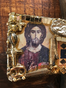 Catholic Mosaic Art Cross Icons Crucifix Gold