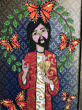 Load image into Gallery viewer, Folk Art Catholic Art Sacred Heart of Jesus Original Ethereal Icons Erin Leeper
