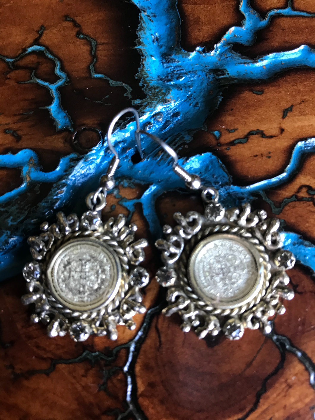 Artisan Jewelry Ala Blanca St. Benedict Earrings German Silver Swarovski Crystal