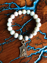 Load image into Gallery viewer, Artisan Jewelry Amazonite Natural Stone Stretch Bracelet St. Therese of Lisieux Bronze Holy Medal Charm
