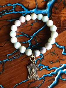 Artisan Jewelry Amazonite Natural Stone Stretch Bracelet St. Therese of Lisieux Bronze Holy Medal Charm