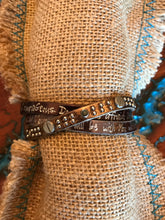 Load image into Gallery viewer, Good Works Bracelet Divine Inspiration Scripture Bible Verse Leather Three Strand Swarovski Crystal Magnetic

