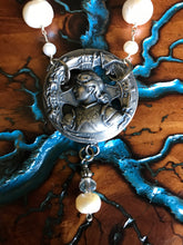 Load image into Gallery viewer, Artisan Jewelry Saint Joan of Arc Charm Silver Freshwater Pearl Necklace
