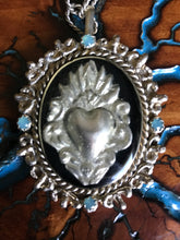 Load image into Gallery viewer, Artisan Jewelry Ala Blanca Sacred Heart Pendant Cable Chain German Silver Swarovski Crystal
