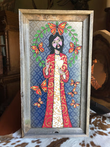 Folk Art Catholic Art Sacred Heart of Jesus Original Ethereal Icons Erin Leeper