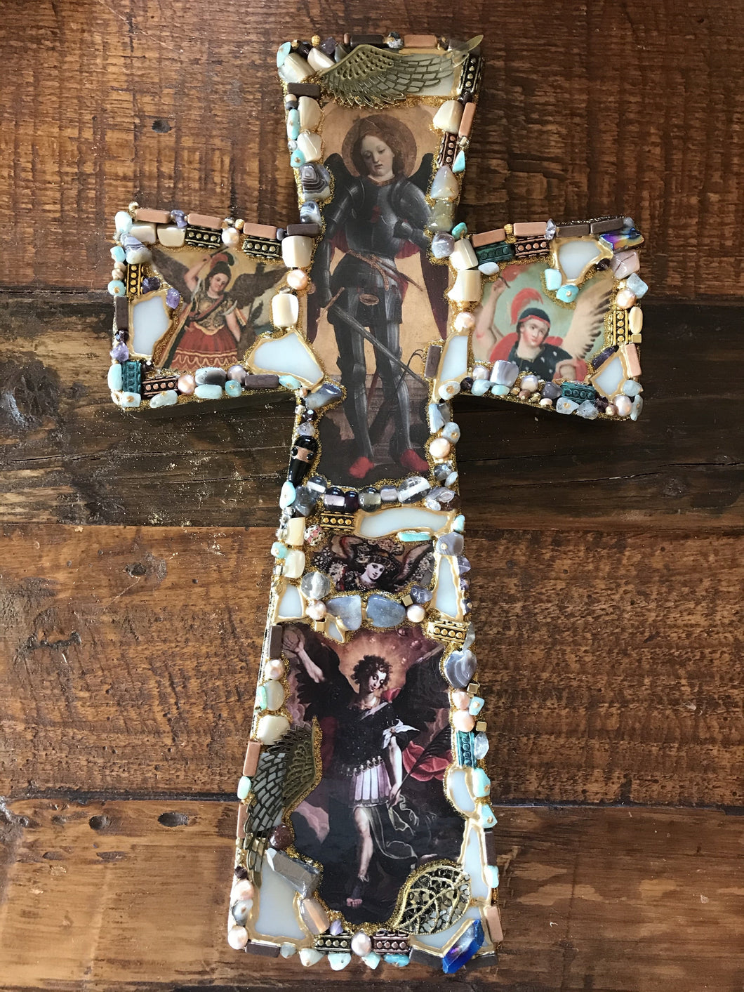 Catholic Mosaic Art Cross St. Michael the Archangel