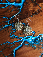 Load image into Gallery viewer, Artisan Jewelry Ala Blanca Our Lady of Guadalupe Medal Earrings German Silver Tombaga
